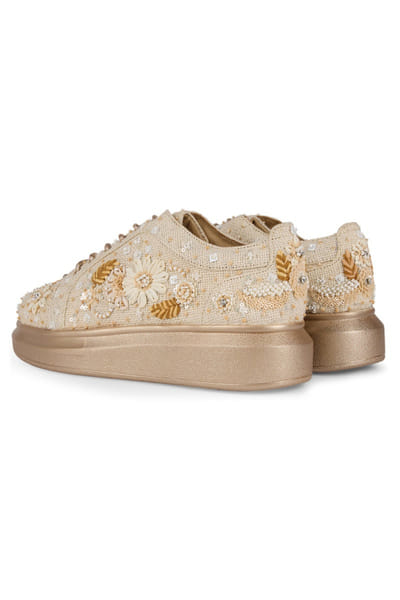 Anaar Beige embellished floral sneakers ANAAJUN26D146879