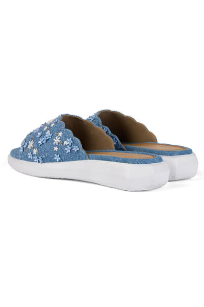 Anaar Blue floral embroidered open toe sandals ANAAJUN26D146888