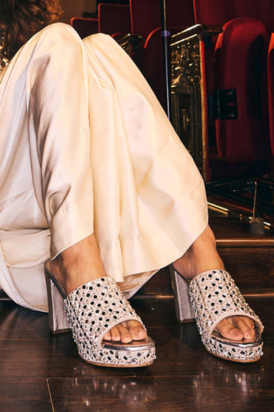 Silver mirror embellished platform heels