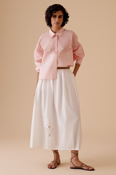 White pleated skirt