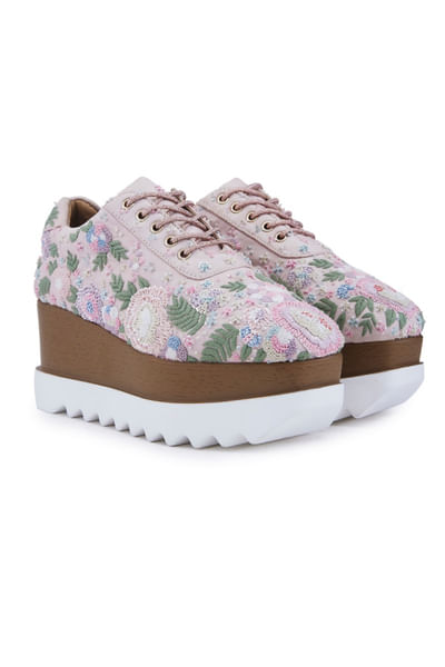 Pink embroidered sneakers