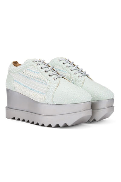 Mint embroidered sneakers
