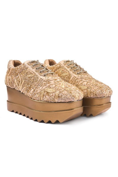 Anaar Gold salli embellished wedge sneakers ANAOCT25D136063