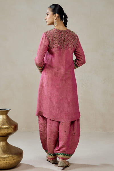 Nitika Gujral Rose pink bead embroidered kurta set NITIJUN26D146353