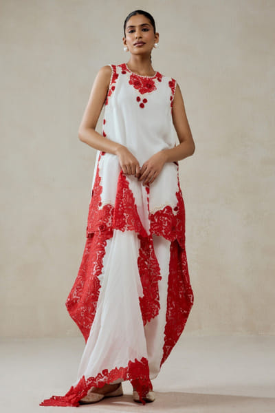 Nitika Gujral White applique embroidered kurta set NITIJUN26D146361
