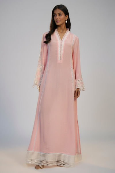 Pastel pink printed kurta dress