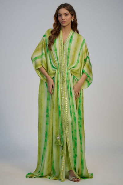 Lime green printed kaftan