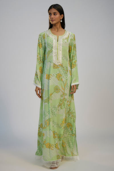 Green printed kurta dress