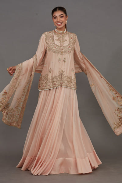 Anamika Khanna Pink embroidered lehenga set ANAAPR26D142022