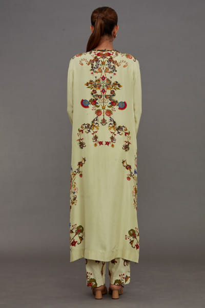 Anamika Khanna Yellow floral print embellished kurta set ANAMAPR26D142510