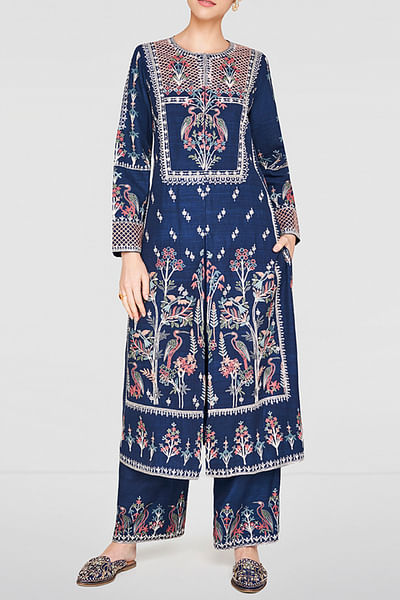 Blue embroidered kurta set