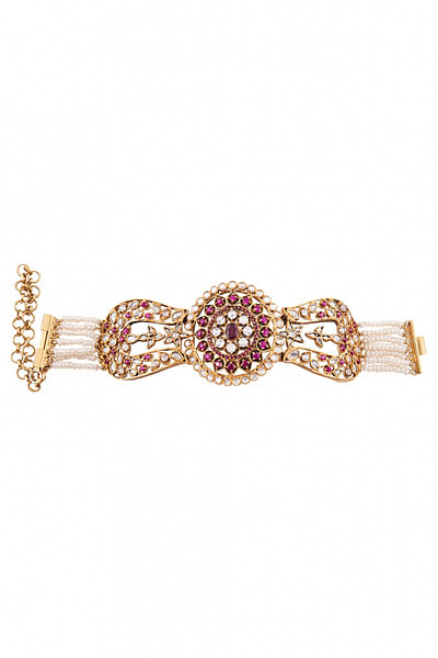 Crystal and pearl embellished bracelet