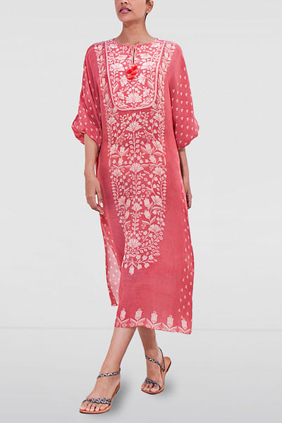 Rose pink printed kaftan
