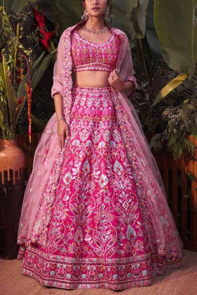 Fuschsia pink lehenga set