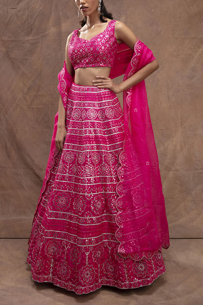 Pink embroidered lehenga set