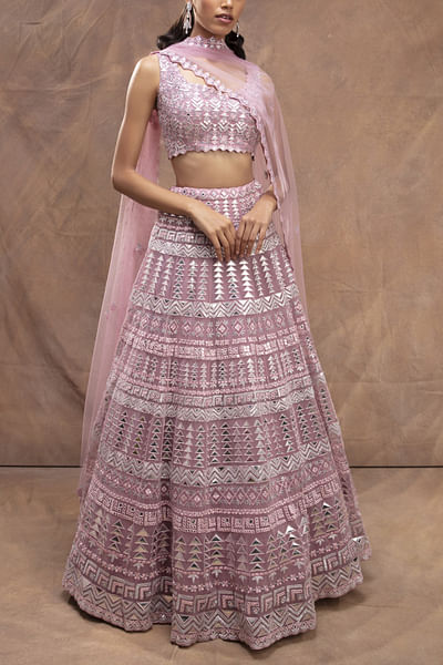 Pink embroidered lehenga set