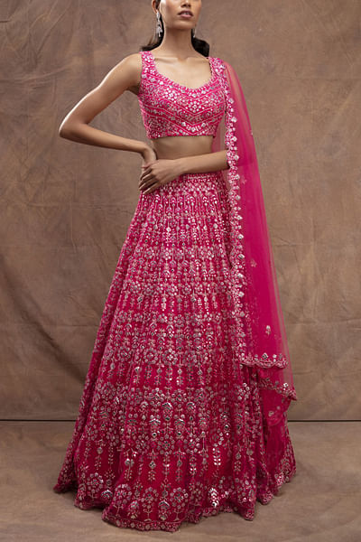 Pink embroidered lehenga set