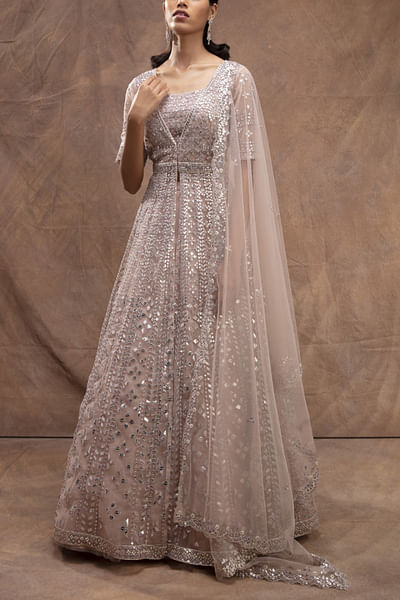 Brown embroidered lehenga set