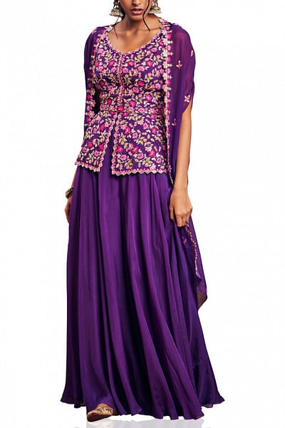 Purple peplum and sharara set