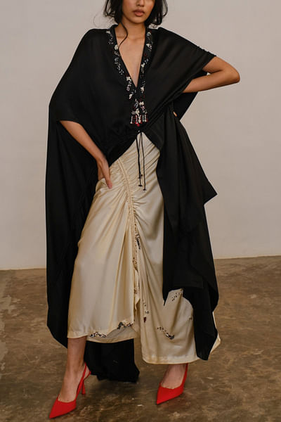 Black silk cape and skirt