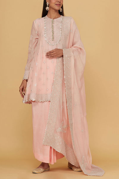 Light pink embroidered kurta set