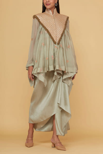 Jade embellished trapeze skirt set