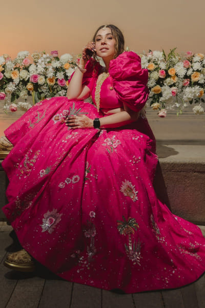 Gold gota embellished sneakers