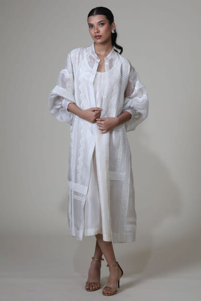 Ivory lace organza jacket