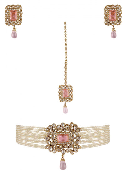 Cubic zirconia embellished choker set