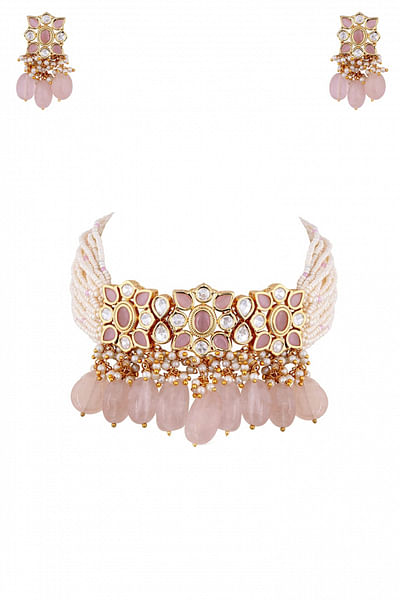 Pastel stone embellished choker set