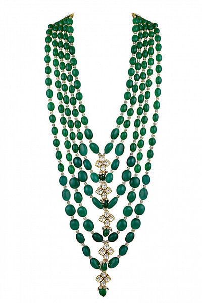 Green bead embellished necklace