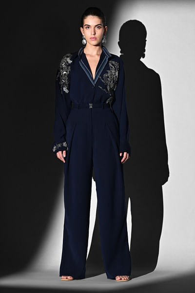Indigo blue belted pants
