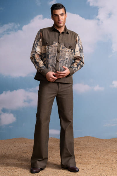 Brown python printed jacket