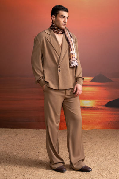 Beige luxe suiting co-ords