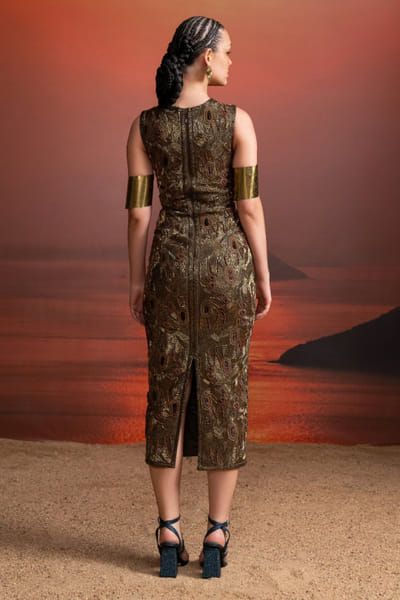 Nikita Mhaisalkar Olive baroque embellished dress NIKAPR25D123211