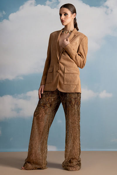 Beige suede jacket and waistcoat