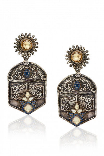Sun motif silver earrings
