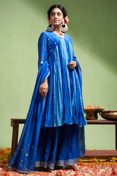 Blue gota work kurta set