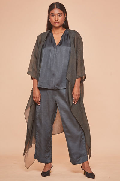 Grey layered jacket set