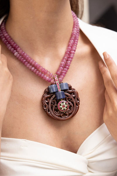 Rose pink beaded necklace
