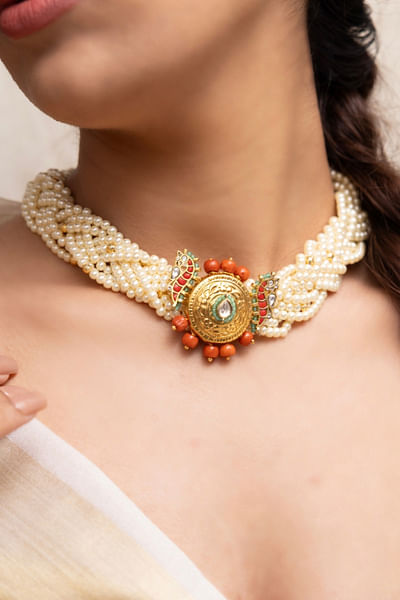 Pearl embellished choker