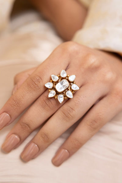 Gold stone embellished ring