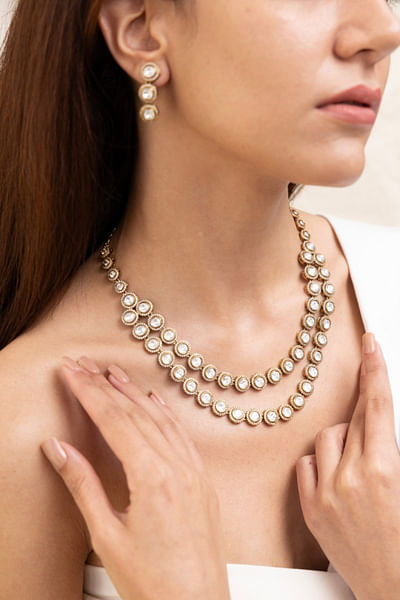 Gold embellished layered necklace