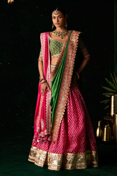 Pink embroidered lehenga set