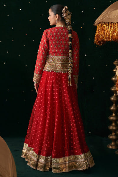 Almaari By Pooja Patel Red embroidered lehenga set ALMNOV25D137376