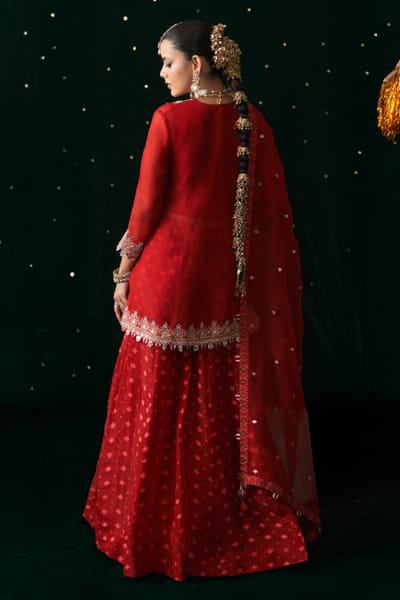 Almaari By Pooja Patel Red embroidered kurta lehenga set ALMNOV25D137384