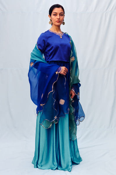 Jadon Blue ombre embroidered lehenga set JADOAUG26D153762