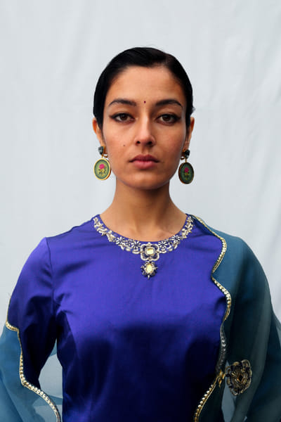 Jadon Blue ombre embroidered lehenga set JADOAUG26D153762