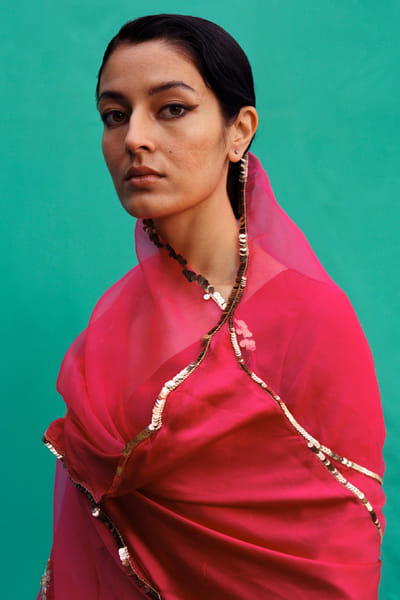 Jadon Fuchsia embroidered sari JADOAUG26D153756