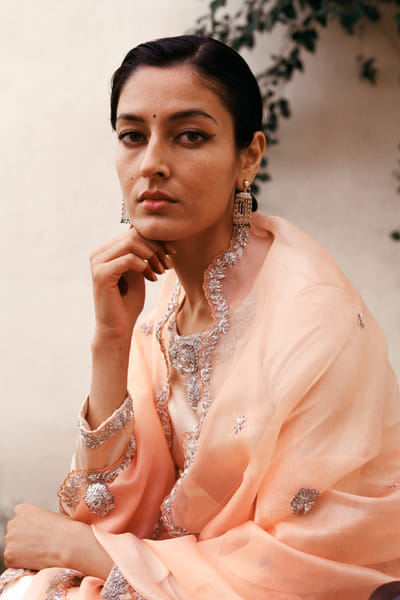 Jadon Peach thread embroidered lehenga set JADOAUG26D153761